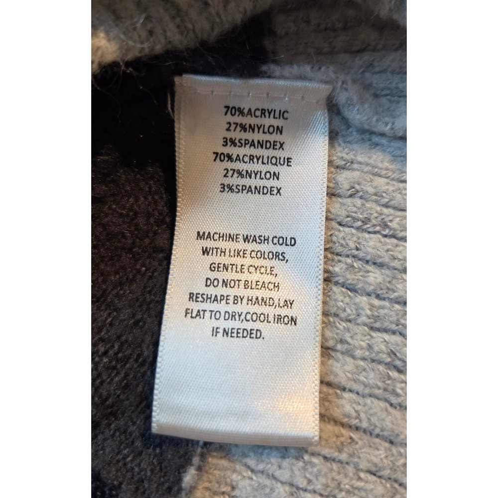 Beachlunchlounge Collection Women Grey Pink Striped Mock Neck Sweater Medium - Picture 5 of 6